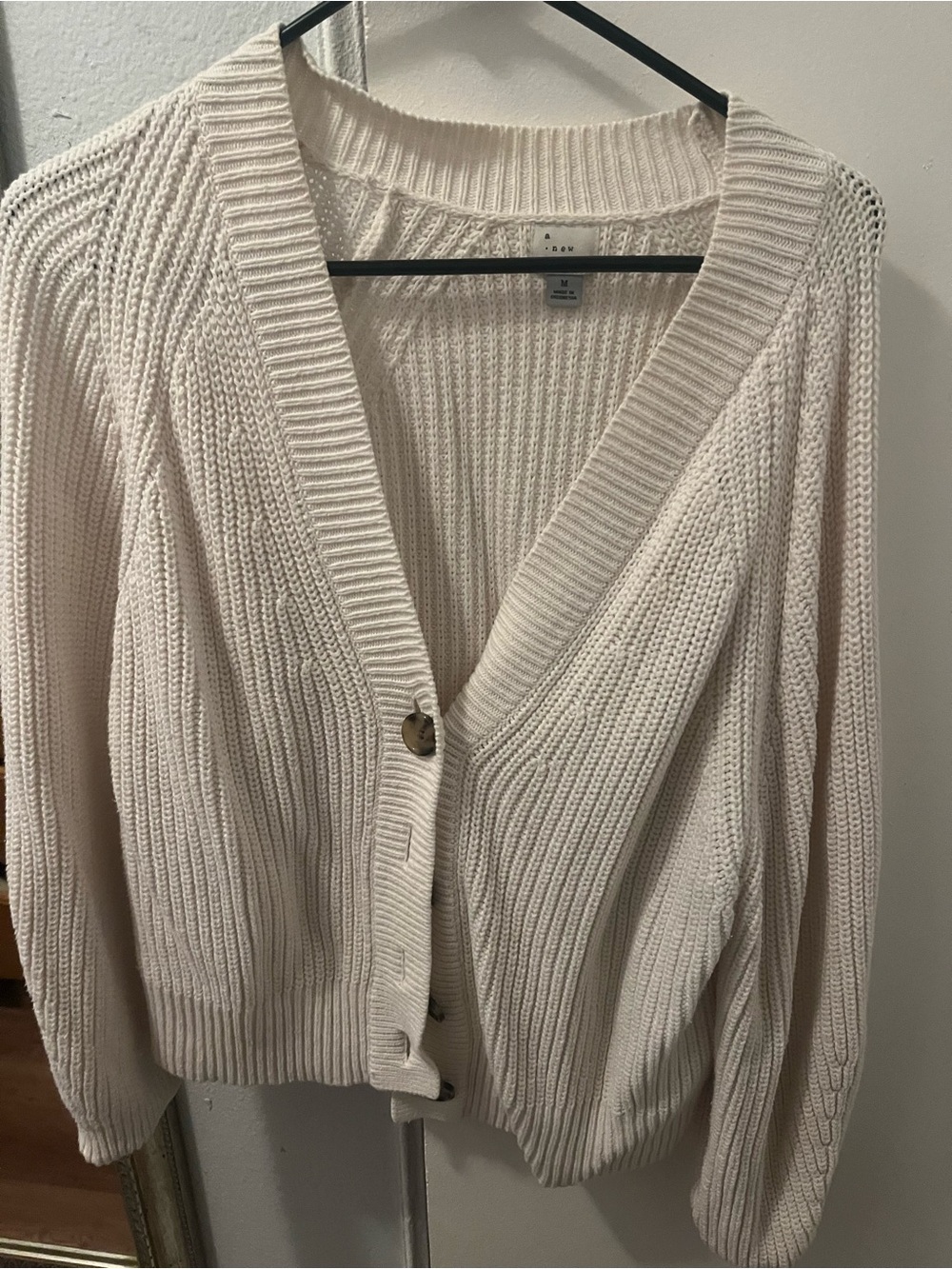 a new day Cream Ribbed V‑Neck Button Cardigan